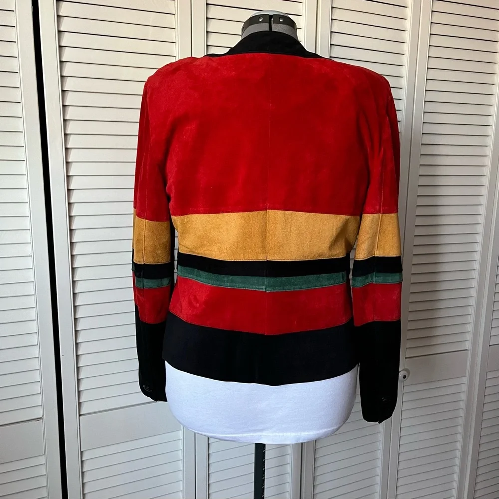 Vintage suede Colourblock jacket M - Picture 9 of 11